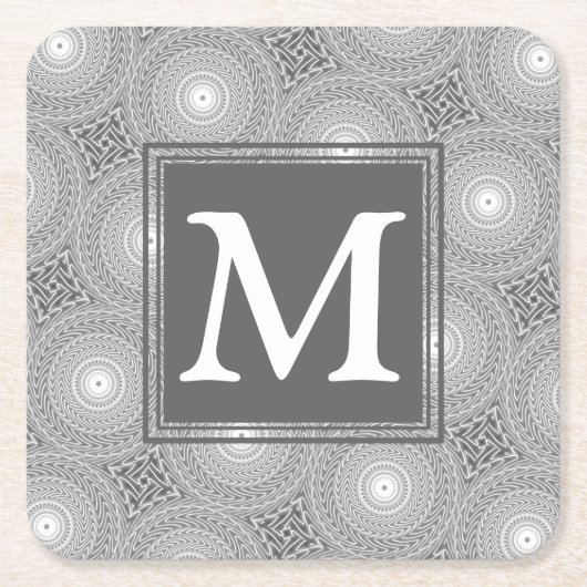 Monogramm-Kreismuster Rechteckiger Pappuntersetzer (Vorderseite)