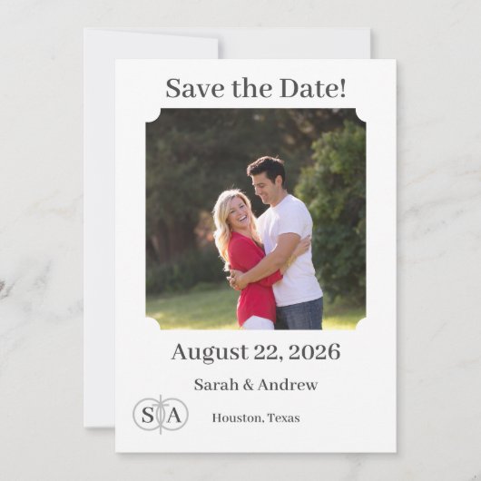 Monogramm Kreuz & Ringe Hochzeit Save The Date (Vorderseite)