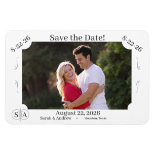 Monogramm Kreuz & Ringe Hochzeit Termin Karte Magnet