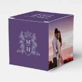 Monogramm Krone lila silbergraues Foto Hochzeit Geschenkschachtel (Vorderseite)