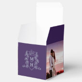 Monogramm Krone lila silbergraues Foto Hochzeit Geschenkschachtel (Geöffnet)