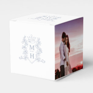 Monogramm Krone Weißsilber-Graue Foto Hochzeit Geschenkschachtel