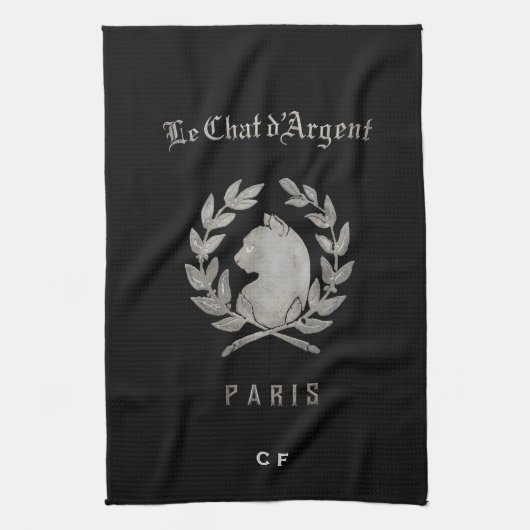 Monogramm Küchenhandtuch Le Chat d'Argent Geschirrtuch (Vertikal)