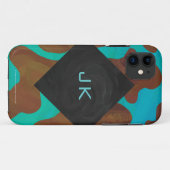 Monogramm Kuh braun und Aquamarin Case-Mate iPhone Hülle (Rückseite (Horizontal))