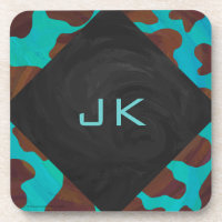 Monogramm Kuh braun und Aquamarin