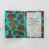 Monogramm Kuh braun und Aquamarin Karte (Innenseite)