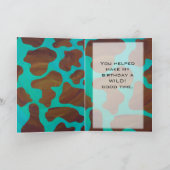 Monogramm Kuh braun und Aquamarin Karte (Innenseite)