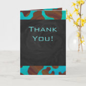 Monogramm Kuh braun und Aquamarin Karte (Gelbe Blume)