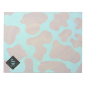 Monogramm Kuh braun und Aquamarin Notizblock (Vorderseite)