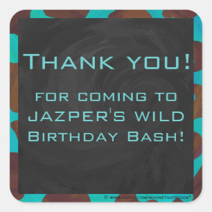 Monogramm Kuh braun und Aquamarin Quadratischer Aufkleber