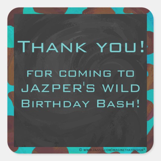 Monogramm Kuh braun und Aquamarin Quadratischer Aufkleber (Vorderseite)