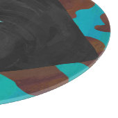 Monogramm Kuh braun und Aquamarin Schneidebrett (Ecke)