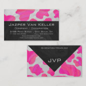 Monogramm-Kuh-Pink-und weißerdruck Visitenkarte (Vorne/Hinten)