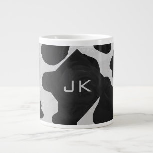 Monogramm Kuh Schwarz und Weiß Jumbo-Tasse