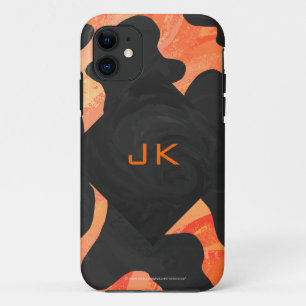 Monogramm-Kuh-schwarzer und orange Druck Case-Mate iPhone Hülle