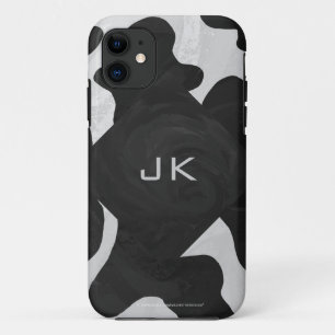 Monogramm-Kuh Schwarzweiss iPhone 11 Hülle