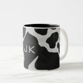 Monogramm-Kuh Schwarzweiss Zweifarbige Tasse (VorderseiteRechts)