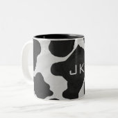 Monogramm-Kuh Schwarzweiss Zweifarbige Tasse (Vorderseite Links)