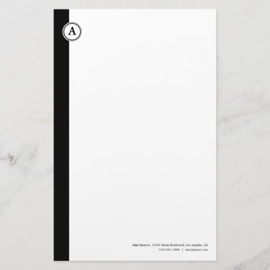 Monogramm-kundengerechtes schwarzes Briefpapier (Vorderseite)