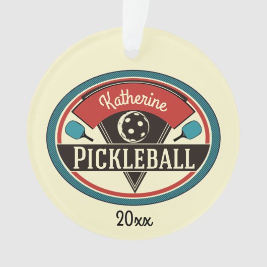 Monogramm kundenspezifischer Pickleball Spieler Ornament (Vorderseite)