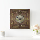 Monogramm-kundenspezifischer Stammbaum-Jahrestag Quadratische Wanduhr (Zuhause)
