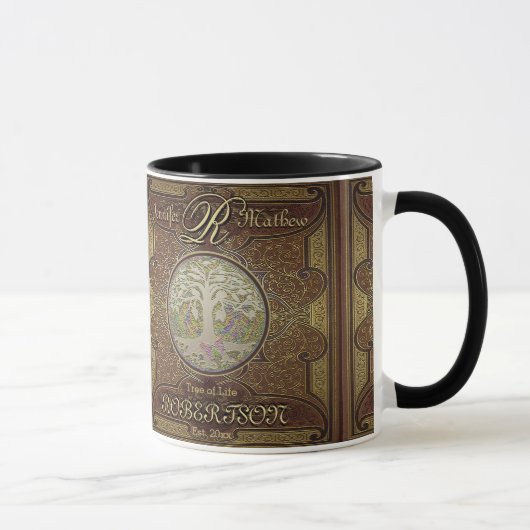 Monogramm-kundenspezifischer Stammbaum-Jahrestag Tasse (Rechts)