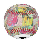 Monogramm Kunst Blumen Grunge-Muster Baseball (Rückseite)
