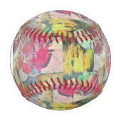 Monogramm Kunst Blumen Grunge-Muster Baseball (Vorderseite)