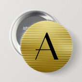 Monogramm-Kunst-Deko-Goldsatin-Streifen Button (Vorne & Hinten)