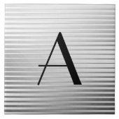 Monogramm-Kunst-Deko-Silber-Satin-Streifen Fliese (Vorderseite)