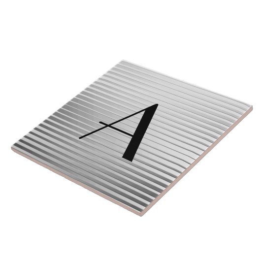 Monogramm-Kunst-Deko-Silber-Satin-Streifen Fliese (Seite)