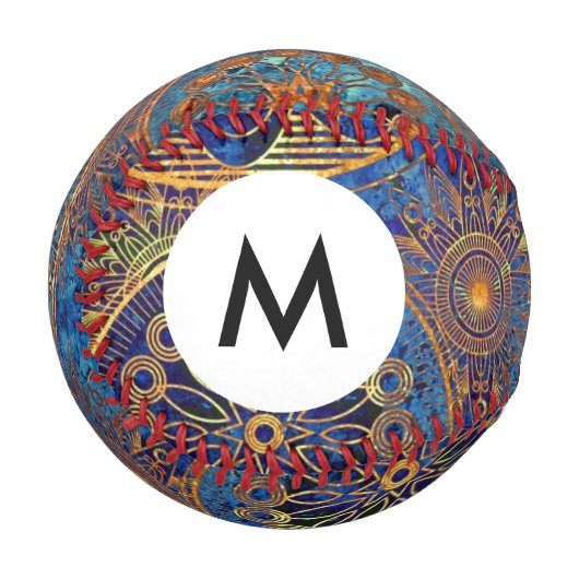 Monogramm Kunst Grunge-Muster Baseball (Vorderseite Links)