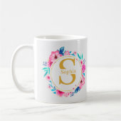 Monogramm Kunst I Goldinitiale und Wasserfarben-Ro Kaffeetasse (Links)