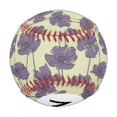 Monogramm Kunst Vintage-Blumenmuster Hintergrund Baseball (Rückseite)