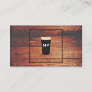 Monogramm Kunstbier Rustikales Holzelement Visitenkarte