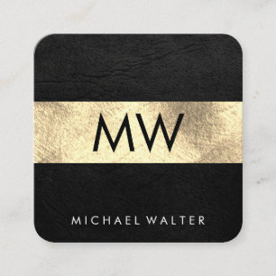 Monogramm-Kunstleder / Gold Luxe Quadratische Visitenkarte
