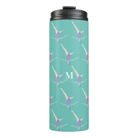 Monogramm künstlerisches Schwimmen Thermosbecher (Vorderseite)