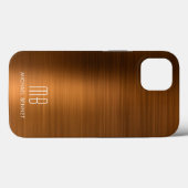 Monogramm Kupfer Brown Bürstenmetall Case-Mate iPhone Hülle (Rückseite (Horizontal))