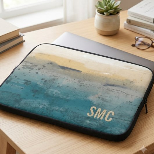 Monogramm Küsten-Abstrakt Laptopschutzhülle