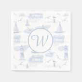 Monogramm Küsten-Toile | Vornehme Unterhaltung Serviette (Vorderseite)