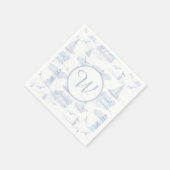 Monogramm Küsten-Toile | Vornehme Unterhaltung Serviette (Ecke)