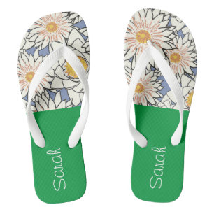 Monogramm l Adorable floral mit Farblock l Grün Badesandalen