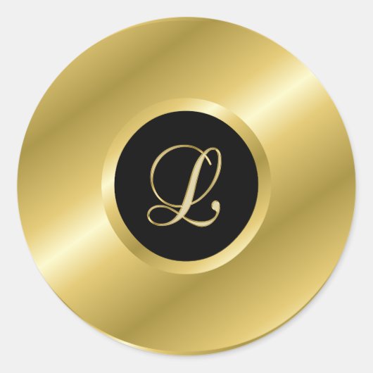 Monogramm L Goldschrift Runder Aufkleber (Vorderseite)