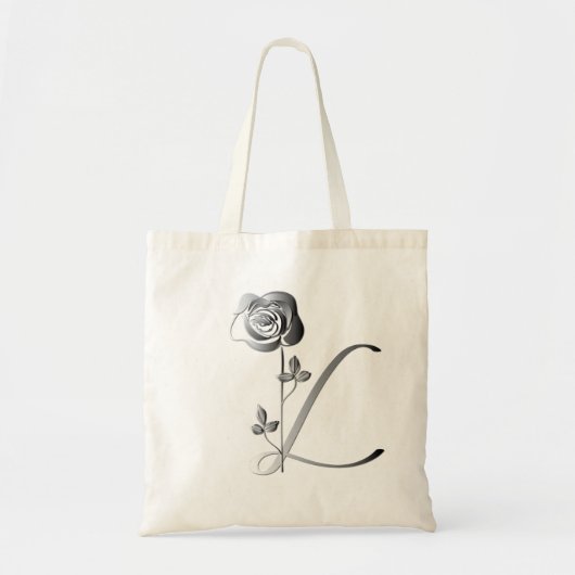 Monogramm L Handschriftlich mit Rose Tragetasche (Vorne)