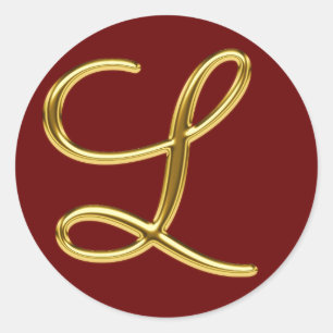 Monogramm L im Gold 3D Runder Aufkleber