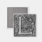 Monogramm "L" mit Punkten - Magnet (Vorderseite/Rückseite)