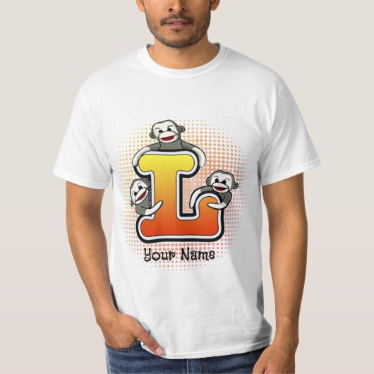 Monogramm L Sock Monkey T-Shirt (Vorderseite)