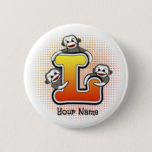 Monogramm L Sockenaffe  Button (Vorderseite)