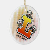 Monogramm L Sockenaffe Keramik Ornament (Rechts)