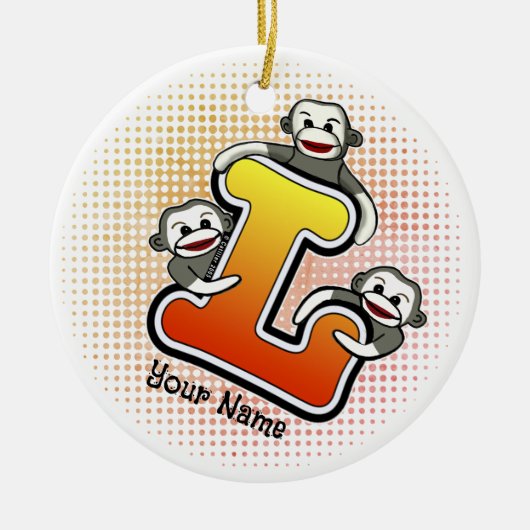 Monogramm L Sockenaffe Keramik Ornament (Vorne)